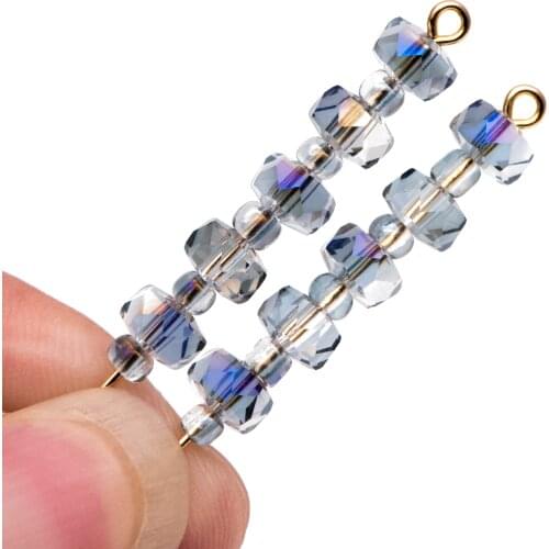 Crystal Faceted Rondelle Beads 6x4mm, Glass Coin Spacer Beads, Sparkly Blue Purple (TS90-21)/ 100 Beads