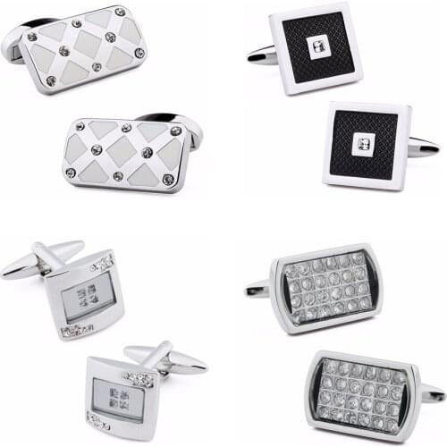 HAWSON Promotion Crystal Cufflinks for Men Fashion Wedding Shirt Accessories Cuff Button Best Gift with Nice Box