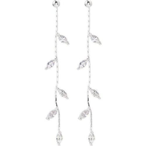 Exquisite Fashion Leaves Branches Tassel Earrings Korean Trend Girl Rhinestone Accessories Gift Elegant Ladies Wedding Jewelry