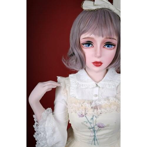 HIDOLLS 21) Handmade Female Girl Silica Resin Half Head Cosplay Japanese Role Play BJD Kigurumi Masks Crossdresser Doll Mask