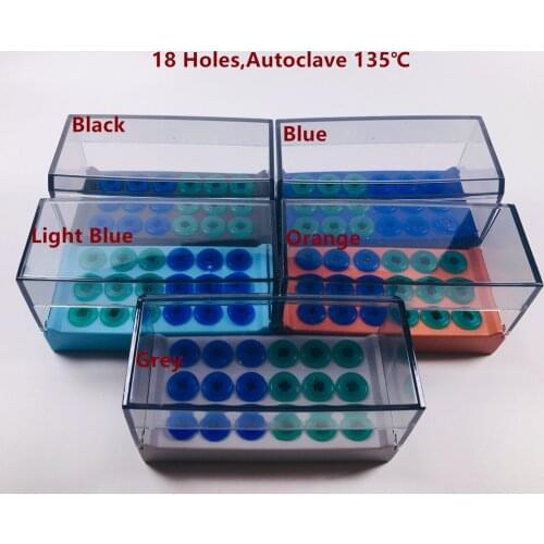 5Pis Dental Sterilizer Box Ultrasonic Scaler Tip Implant Tips Endo Burs Holder Storage Case 18 Holes