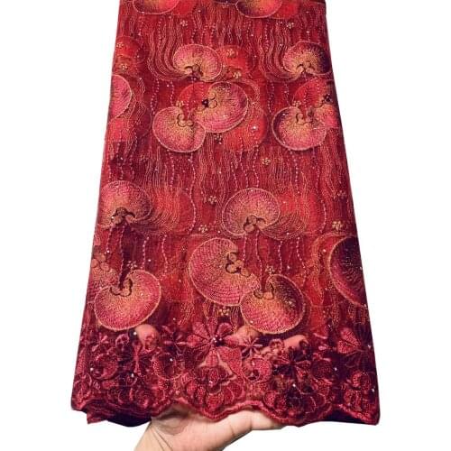 Hot Sale Nigerian Laces Fabrics 2021 High Quality Tulle African Laces Fabric Wedding African French Net Lace With Stones ELL8569