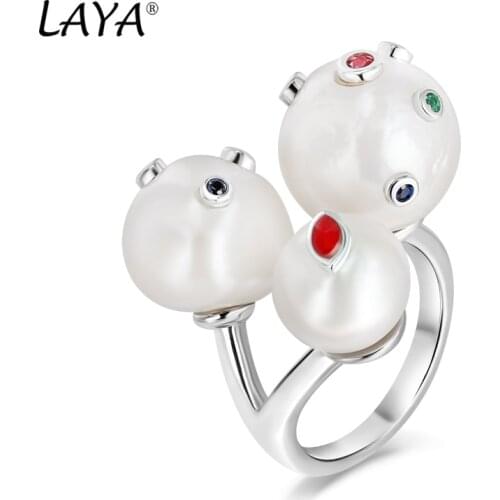 Laya 925 Sterling Silver Fashion Personality Color Enamel Elegant Fine Jewelry Natural Baroque Pearl Necklace For Women