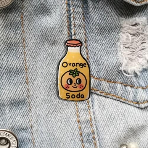Cartoon Orange Juice Lapel Pins Vintage Brooch For Women Cute Badges Bag Shirt Accessories Jewelry Wholesale