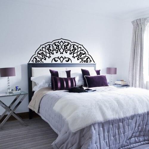 Bedroom Headboard Decal- Half Mandala Decal- Bedroom Wall Decal- Bedroom Decor- Wall Decals A12-048