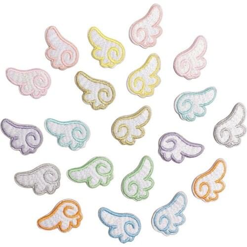 50pcs/lot Little Angel Wings Embroidery Patches Letters Clothing Decoration Accessories Diy Iron Heat Transfer Applique
