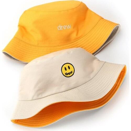 New Casual Embroidery Yellow Smiley Face Fisherman Hat For Women Men Fashion Simple Outdoor Friends Visor Sun Basin Hats