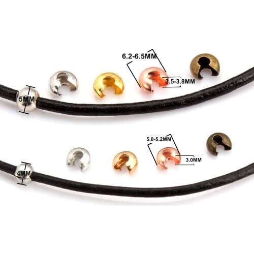 OlingArt 6MM 120pcs/lot Plating Rhodium/Gold/Bronze/Rose gold mixing high quality Copper Crimp Round Covers DIY Jewelry Making