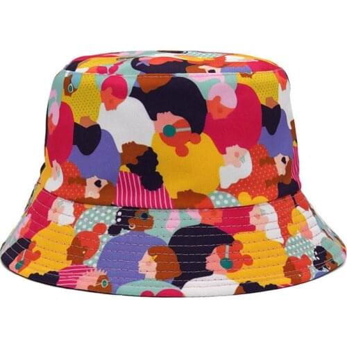 Ldslyjr Cotton Cartoon Print Bucket Hat Fisherman Hat Outdoor Travel Hat Sun Cap Hats for Men and Women 362