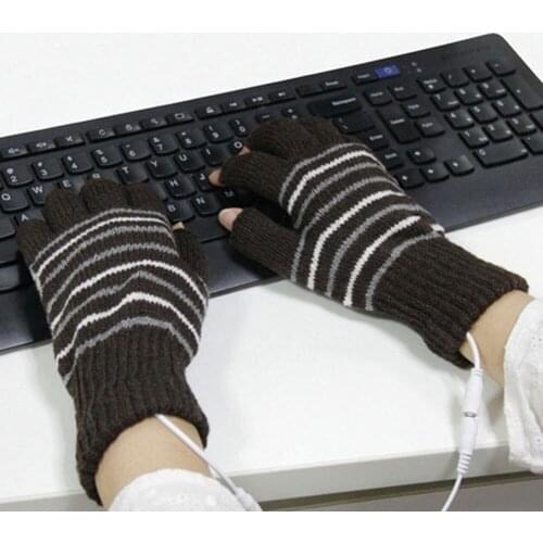 USB Electric Heating Gloves Winter Half-finger Gloves Flip Cover Wool Warmth Gloves Removable Washable For outdoor sports cyclin