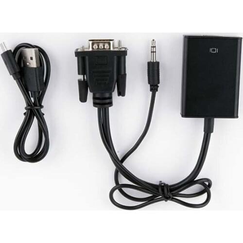Portable VGA to HDMI Adapter with 3.5mm Stereo AV Cable Converter