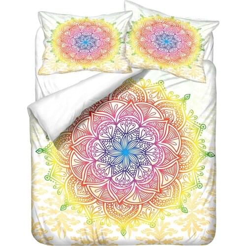 Paradises 3-Piece Bohemian Style Bedding Set Paisley Pattern Floral Duvet Cover Set Color Mandala Bedspread 12 Size Bedding Set