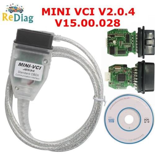 Real Firmware V2.0.4 MINI VCI Newest V15.00.028 MINI-VCI FTDI FT232RL Multi-Language For Toyota TIS Techstream Code Reader