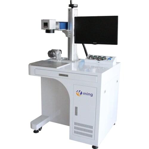 50W Stand Fiber Laser Marking Machine with 80 rotary free computer