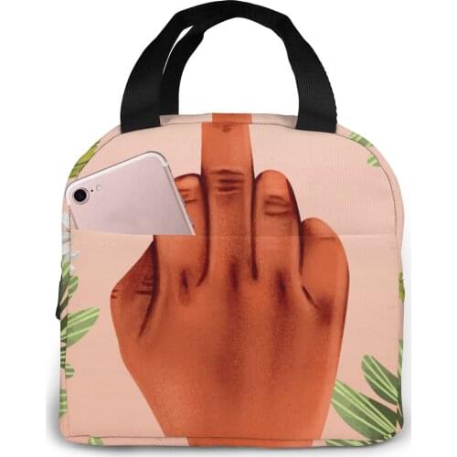Floral Fuck You Symbol Lunch Bag Portable Insulated Thermal Cooler Bento Lunch Box Tote Picnic Storage Bag Pouch