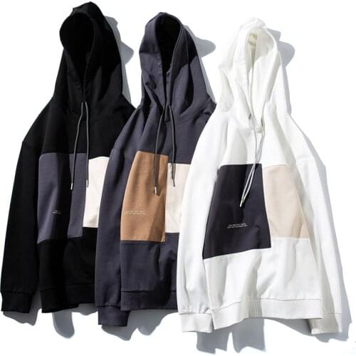 Hoodies Sweatshirts Men Patchwork Plus Velvet Paneled Couples Winter Fake-two Pieces Hooded Drawstring Teens Vintage Streetwear