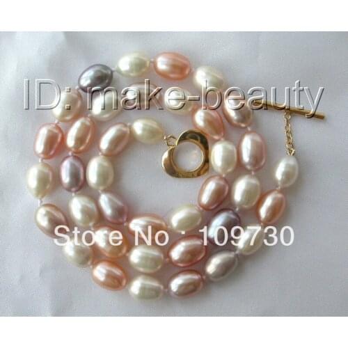 Jewelry stunning 11mm baroque multicolor freshwater cultured pearl necklace clasp