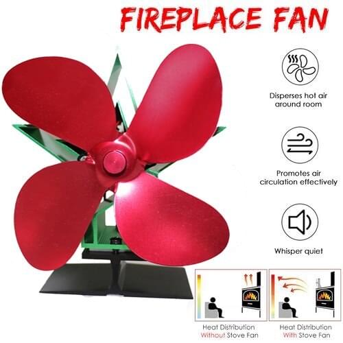 4 Blades Large Air Flow Heat Stove Fan Fireplace Heat Distribution Gas Stove Fans Firewood Burners Home Fireplace Parts capable