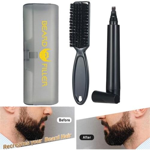 Waterproof Beard Pen Beard Filler Four-pronged Pencil And Brush Beard Enhancer Lasting Repair Moustache Coloring Shaping Tools