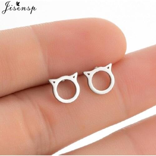Simple Design Hollow Out Cat Stud Earrings for Children Stainless Steel Kitten Dog Paw Earing Women Jewelry Piercing Korean Gift