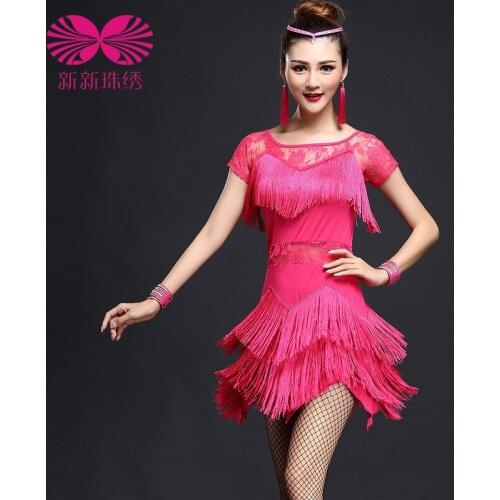 Dance Costumes For Kids Women Acrylic Ballroom Dress Ladies Latin Dance Performance Wear Tassel Clothing Womens High-grade