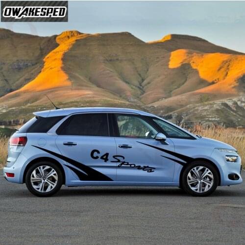 1 set Car Whole Body Sticker Racing Sport Stripes Auto Door Side Decor Vinyl Decals For-Citroen C4 Exterior Accessories