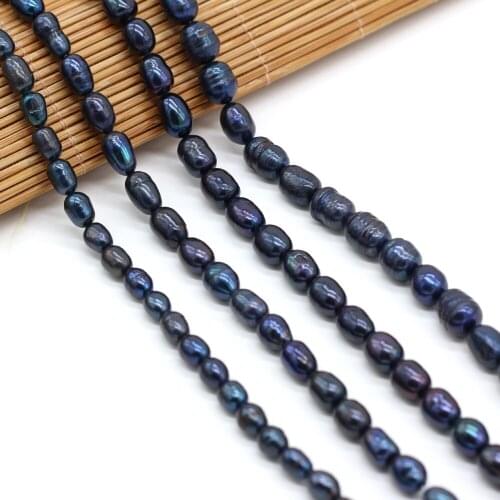 100%AA Grade Natural Rice-shaped Black Pearl Beaded Handmade Crafts DIY Exquisite Necklace Bracelet Jewelry Beads Gifts Making
