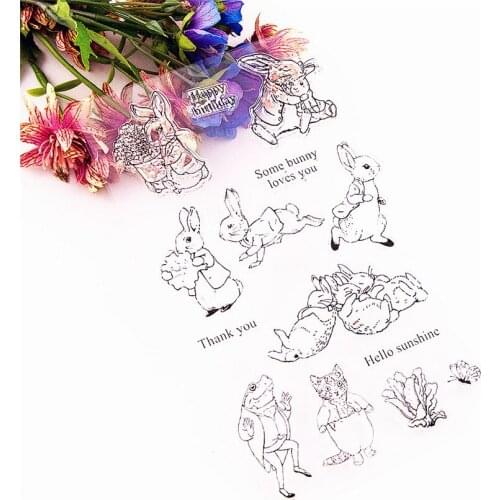 12.5*20.5CM Hot sale rabbit Transparent Clear Stamps / Silicone Seals Roller Stamp for DIY scrapbooking photo album/Card Making