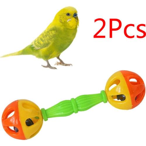 2Pcs Bird Parrot Toy Rattle Birds Fun Interactive Parrot Bird Cage Toy Pet Bird Supplies Training Accessories