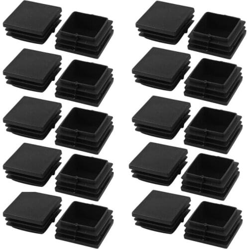 20 pieces Plastic square tube coupling cap plug cap 40 mm x 40 mm black