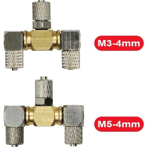 3 Channel Copper Connector T/Y Type Multi Oil Way Fitting For 1/14 RC Hydraulic Excavator Truck Parts