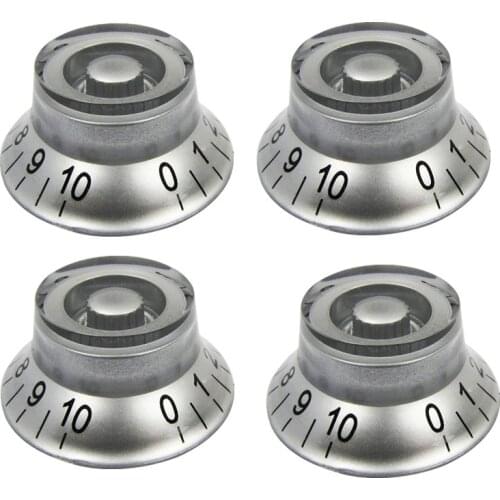 4pcs Top Hat Electric Guitar Volume Tone Speed Control Knob Sliver for Guitar Parts