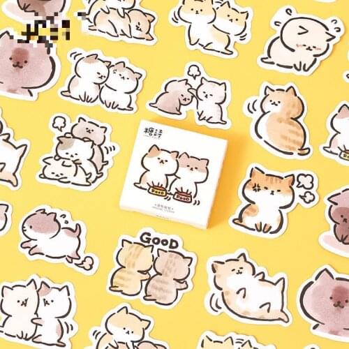 45sheets/set Sticker Set Naughty Cat Series Diy Cute Stickers Ins Style Scrapbooking School Suppliers Stationery Art Supplies