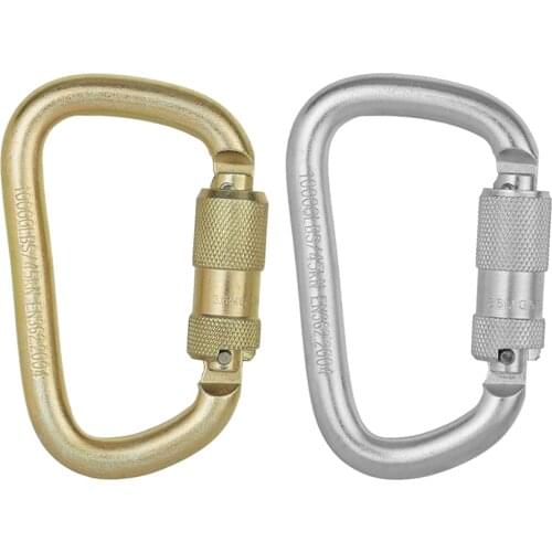 45KN D Shaped Carabiner Clips Bolted Doors for Heavy Duty Hammock Rock Climbing Rappelling Gym Climbing Accessories