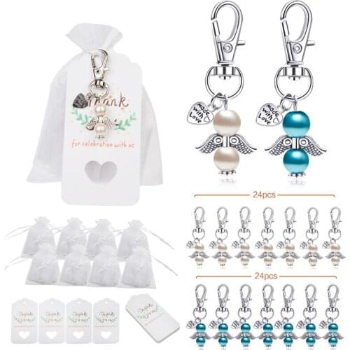 48 Baptism Sets Favor Souvenir Favors Guardian Wedding Angels + Organza Bags + Baptism Gift Pendants
