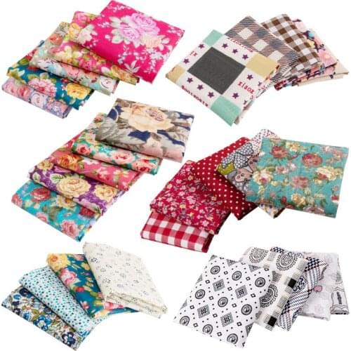 5Pcs/Set Patchwork Fabric DIY Craft Assorted Pattern Floral Printed Patchwork Cotton Fabric Cloth Sewing Quilting Cloth 25x25cm