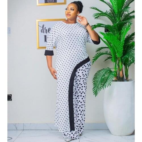 Two 2 Piece Set African Clothes Africa 2021 Dashiki Fashion Print Dresses Suit Bazin Top Pants Elastic Party Plus Size Clothing