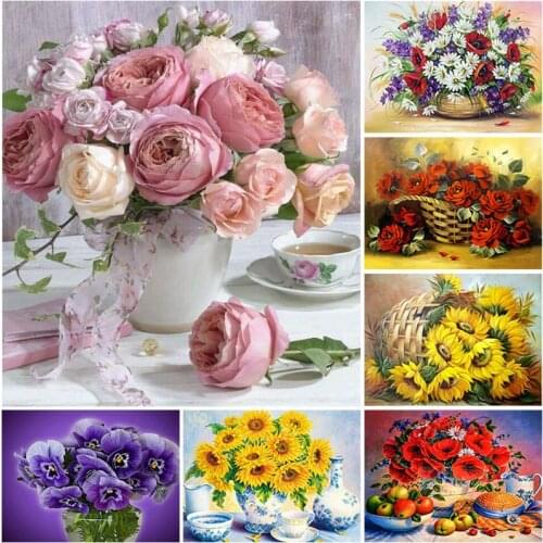 DIY Flower 5D Diamond Painting Full Round Mosaic Drill Scenic Diamont Embroidery Cross Stitch Kits Home Decor Christmas Gift
