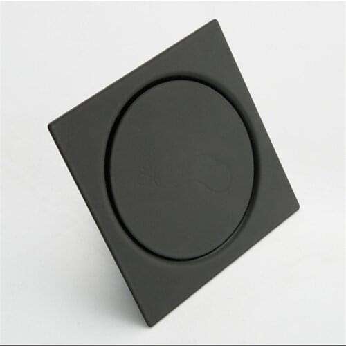 Free Shipping Black Square Push Down Pop Up Foot Floor Drain For Bathroom Floor Cover Shower Room Drain Plug 100*100mm
