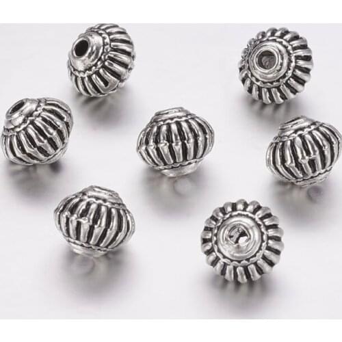 50pcs 8x6.5mm Tibetan Style Alloy Bicone Beads Loose Spacer Beads for Jewelry Making DIY Bracelet Necklace Findings Hole: 1.5mm