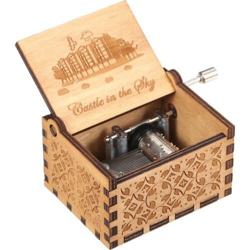 Wood Music Box Mini Vintage Engraved Hand-Operated Musical Box Birthday Christmas Valentines Day Exquisite Gift