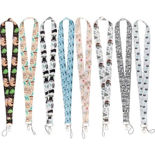 ER991 Lovely Animals Rabbit Panda Owl Sloth Lanyard Badge ID Lanyards Mobile Phone Rope Key Lanyard Neck Straps Accessories Gift
