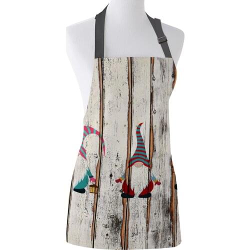 Wood Grain Gnome Retro Cooking Kitchen Apron For Woman Men Chef Waiter Cafe Shop BBQ Hairdresser Aprons Bibs Kitchen Accessory