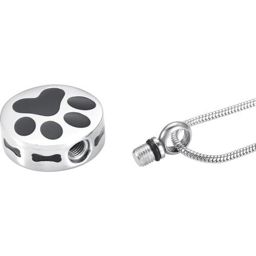 Foreverlove Memorial Jewelry Pet Paw Bone Life Circle Ashes Necklace Pendant Cremation Jewelry