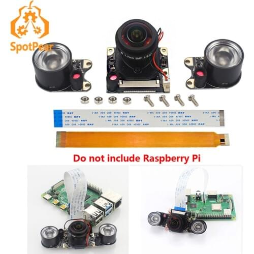 Raspberry Pi IR-CUT Camera 5MP Fisheye Lens 175 degree for Raspberry Pi 4B/3B+/Zero W