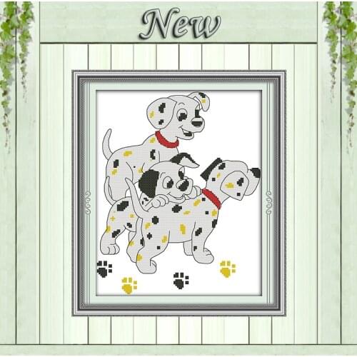 Three Dalmatians dog animal painting counted printed on the canvas DMC 11CT 14CT kits DIY Cross Stitch embroider needlework Sets