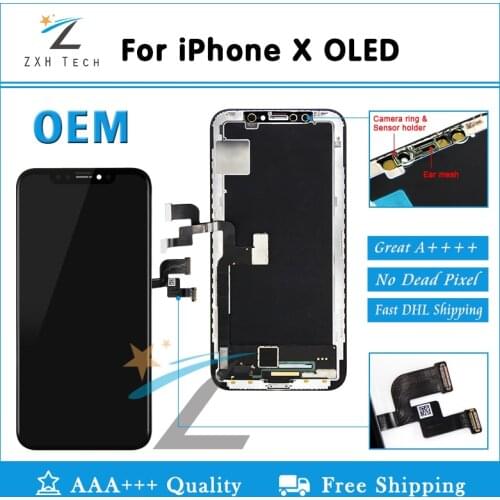 Grade AAA++ OEM OLED for iPhone X XR XS LCD Display Screen Replacement Lens Pantalla with 3D Touch Digitizer
