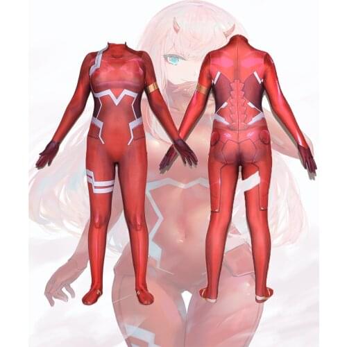 DARLING in the FRANKXX 02 Cosplay Costume Zero Two Zentai Suit Anime Superhero Halloween Bodysuit Jumpsuit