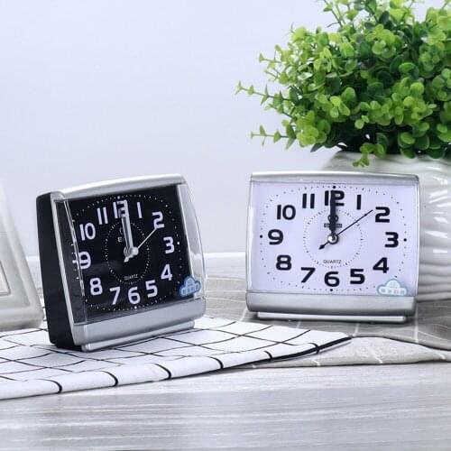 Square Small Alarm Clock Snooze Silent Sweeping Wake Up Morning Table Clock Battery Powered Compact Portable Travel Alarm Watch