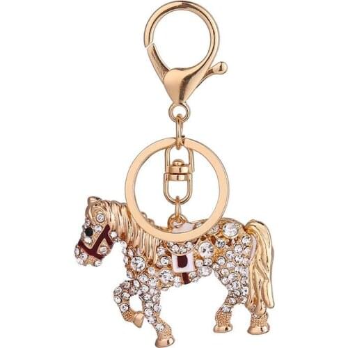 Cute Horse Key Ring Chain Rhinestone Pendant Keychain Bag Purse Car Ornament sleutelhanger camping porta chaves metal вещи
